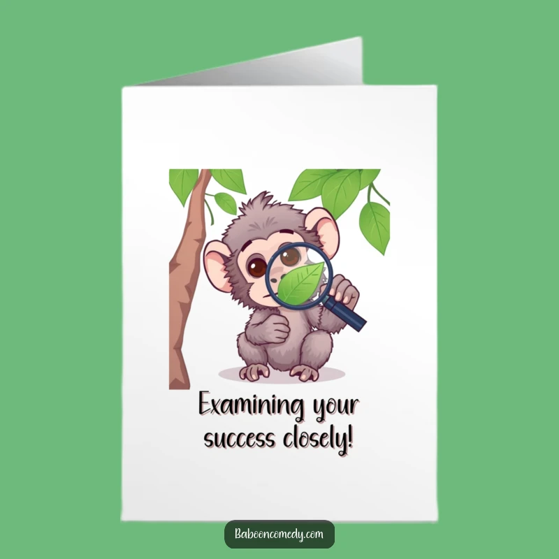 Free Printable Baboon Congrats Card: Curious Magnifying Glass Design Downloadable