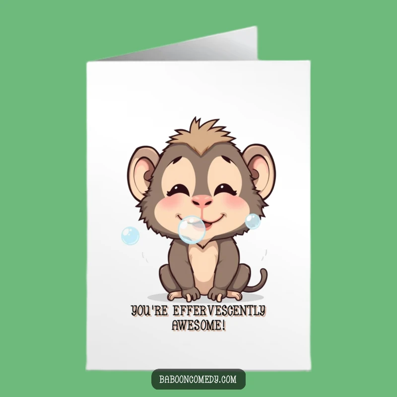 Free Printable Baboon Congrats Card: Funny Bubble Blowing, Downloadable Gift