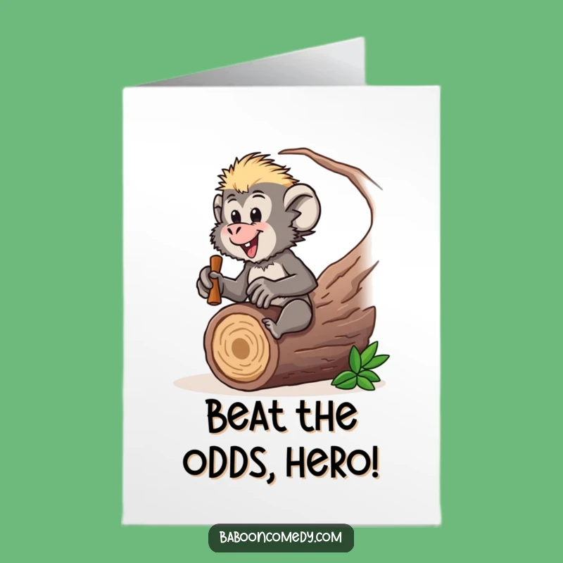 Free Printable Baboon Congrats Card: Funny Drumming Celebration, Downloadable Gift