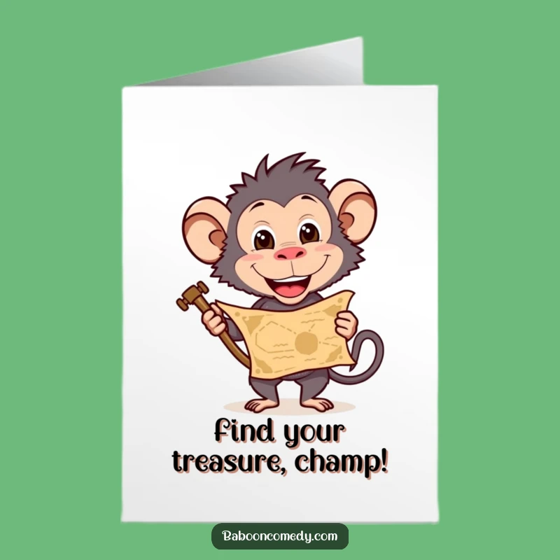 Free Printable Baboon Congrats Card: Funny Treasure Map, Downloadable Gift