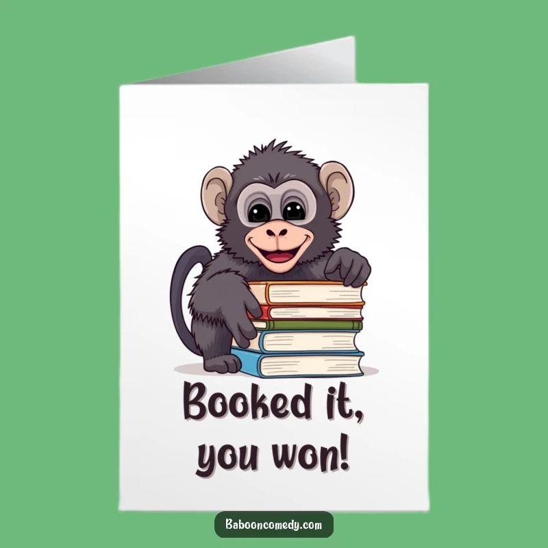 Free Printable Congrats Card: Baboon Bookish Giggle Funny Downloadable