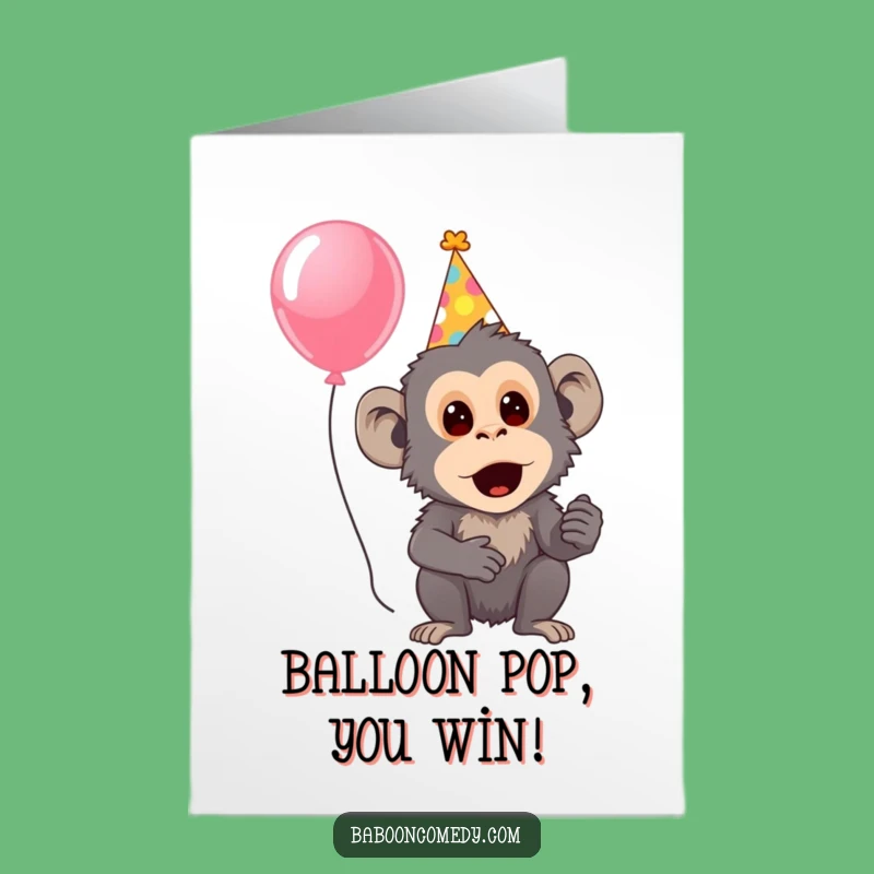 Free Printable Congrats Card: Baboon Party Surprise Funny Downloadable