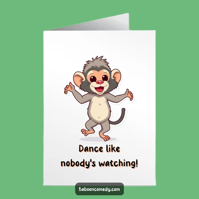 Free Printable Congrats Card: Dancing Baboon, Celebrate Success, Downloadable Gift