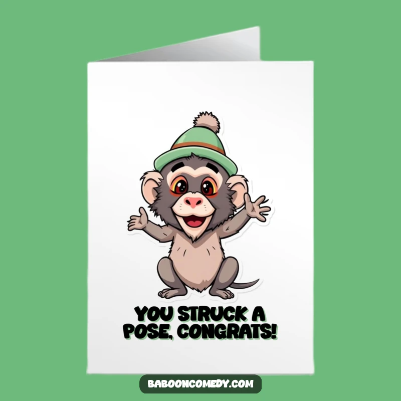 Free Printable Congrats Card: Silly Baboon Pose! Fun Downloadable Gift.