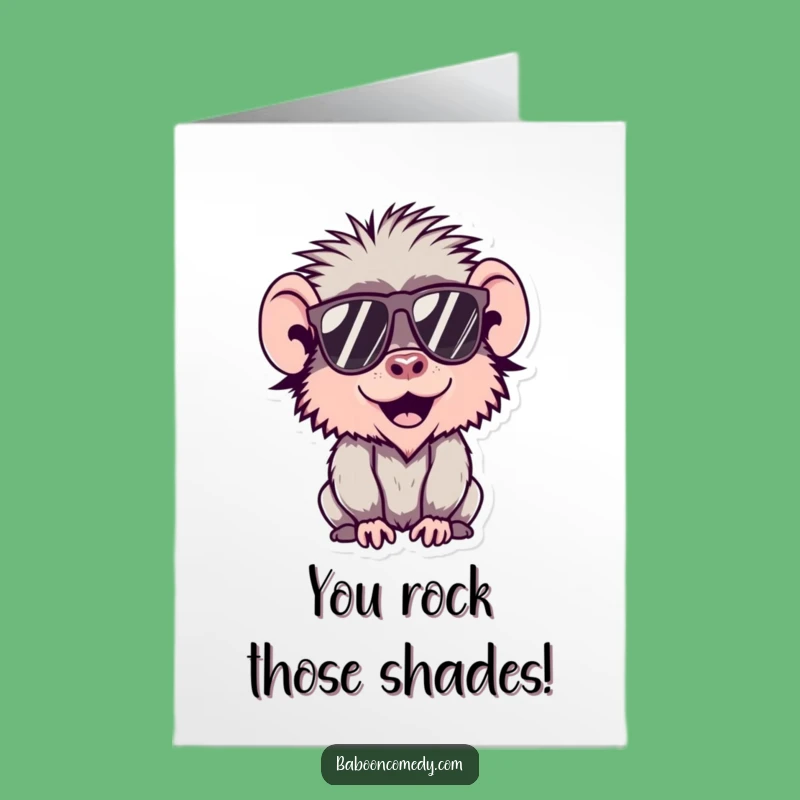 Free Printable Cool Baboon Congrats Card: Sunglasses Baboon Downloadable Gift