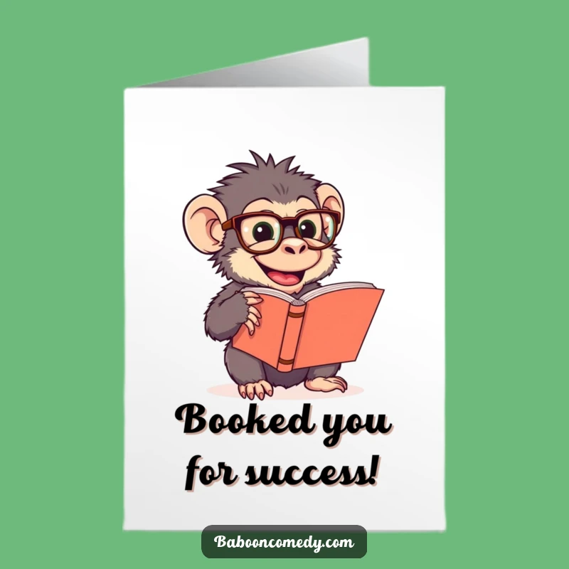 Free Printable Funny Baboon Reading Congrats Card - Smart Laughs Downloadable Gift