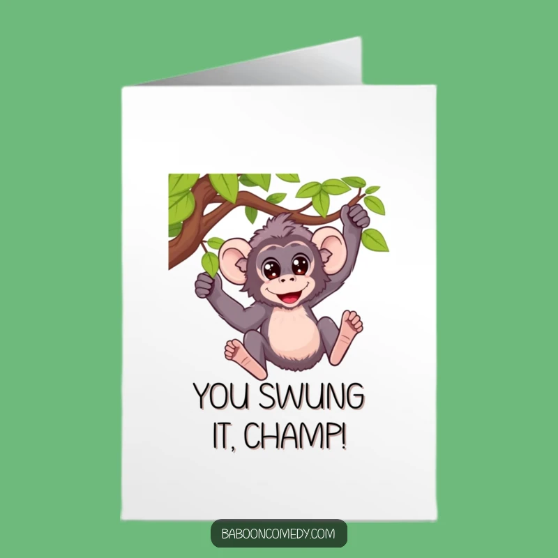 Free Printable Happy Baboon Vine Congrats Card - Downloadable DIY Celebration