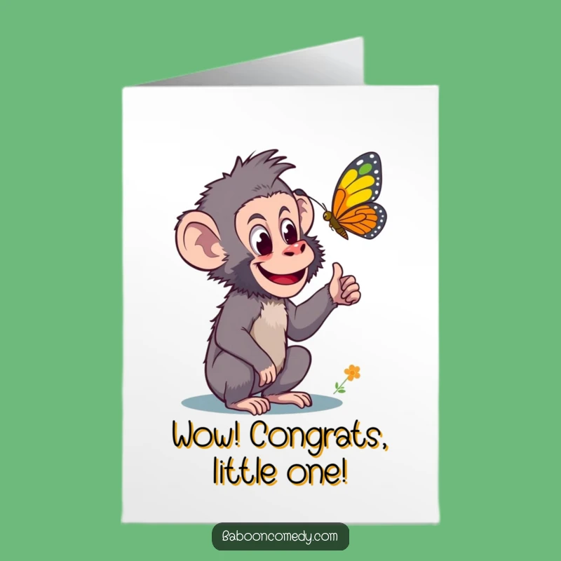 Free Printable Congratulations Baboon Card: Exciting Discovery & Cheers!