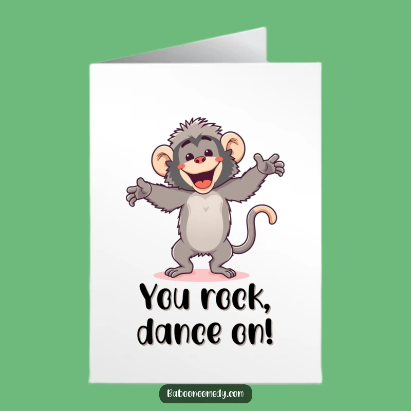 Free Printable Congrats Card: Baboon's Energetic Dance for Your Success!