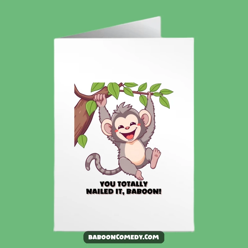 Free Printable Congrats Card: Funny Baboon Swing! Perfect Downloadable Gift.