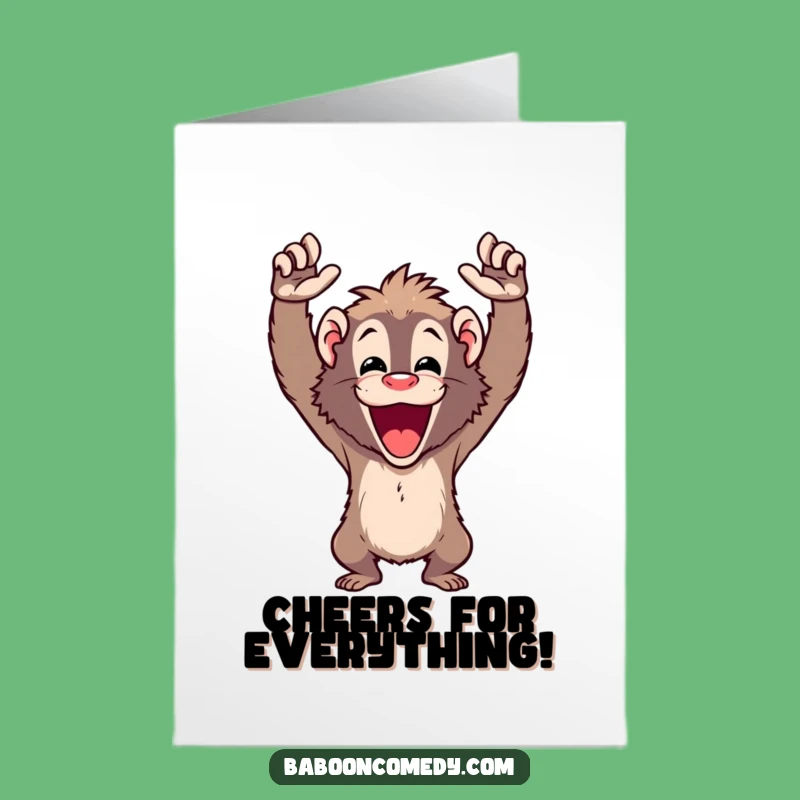 Free Printable Thank You Card: Cheering Baboon, Express Gratitude, Downloadable Gift
