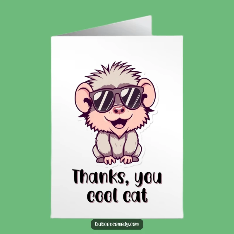 Free Printable Cool Baboon Thank You Card: Sunglasses Baboon Downloadable Gift
