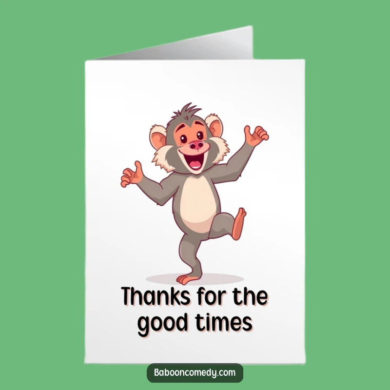 Free Printable Dancing Baboon Thank You Card - Funny Energetic Downloadable