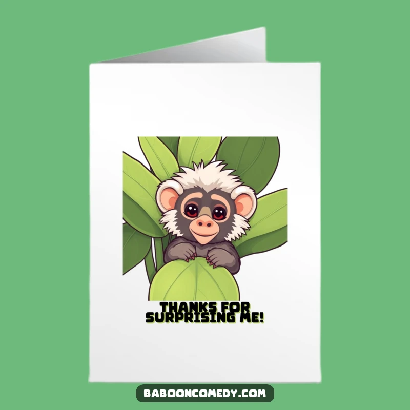 Free Printable Kawaii Baboon Plant Card: Thanks Downloadable Gift with a Playful Twist