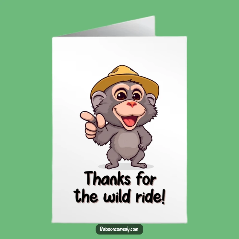Free Printable Safari Baboon Thank You Card - Cute Downloadable Gift