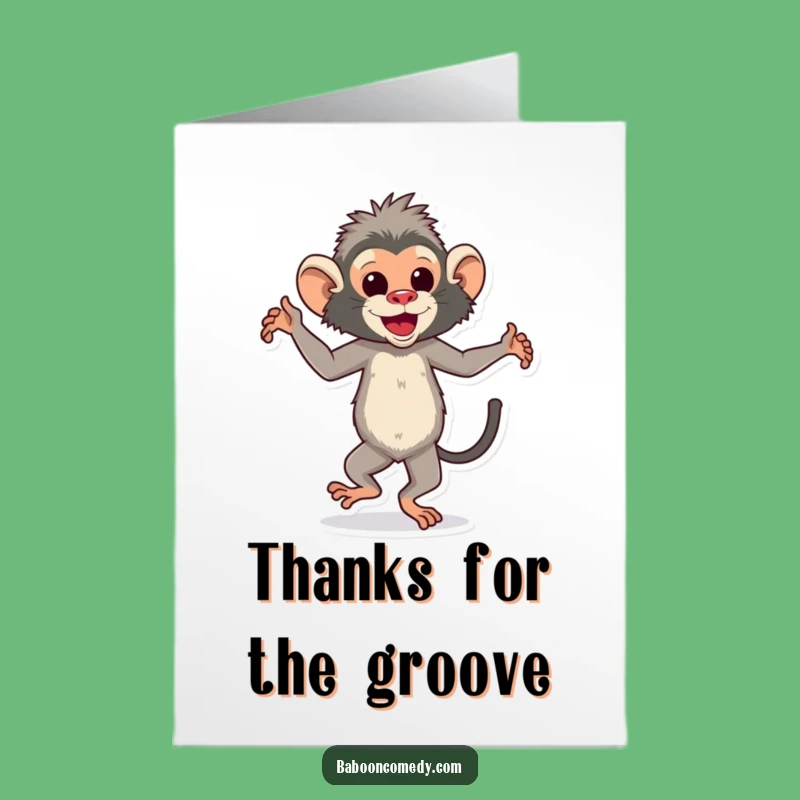 Free Printable Thank You Card: Dancing Baboon, Express Gratitude, Downloadable Gift