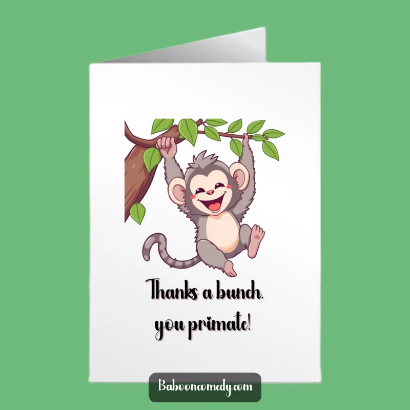 Free Printable Thank You Card: Funny Baboon Thanks! Adorable Downloadable Gift.