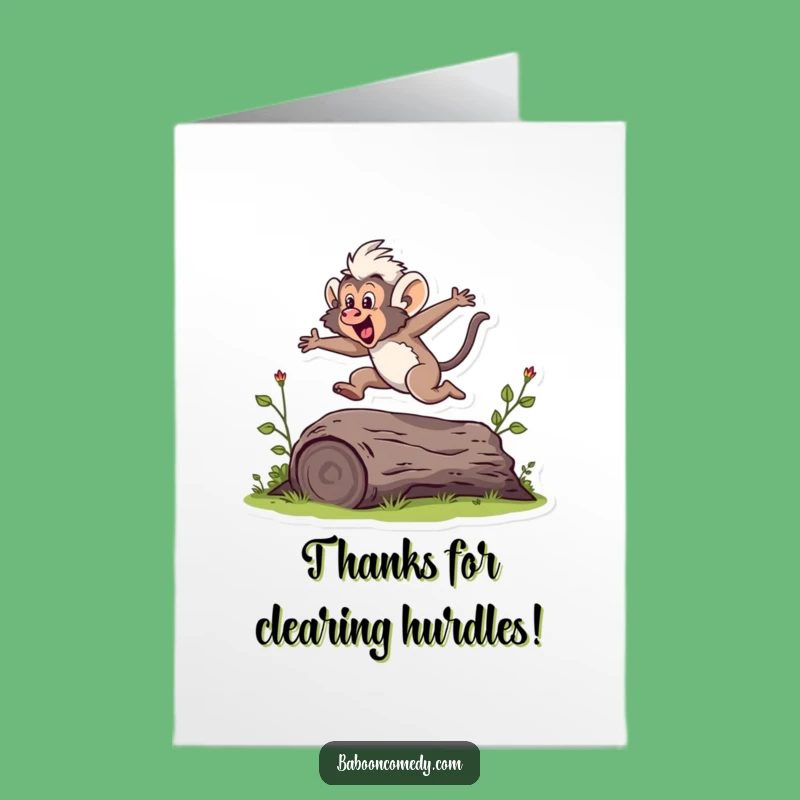 Free Printable Funny Baboon Thank You Card: Leap of Gratitude, Perfect Downloadable Gift