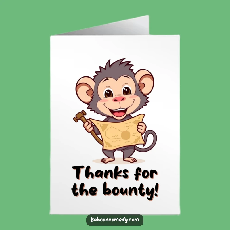 Free Printable Baboon Thank You Card: Funny Treasure Map, Downloadable Gift