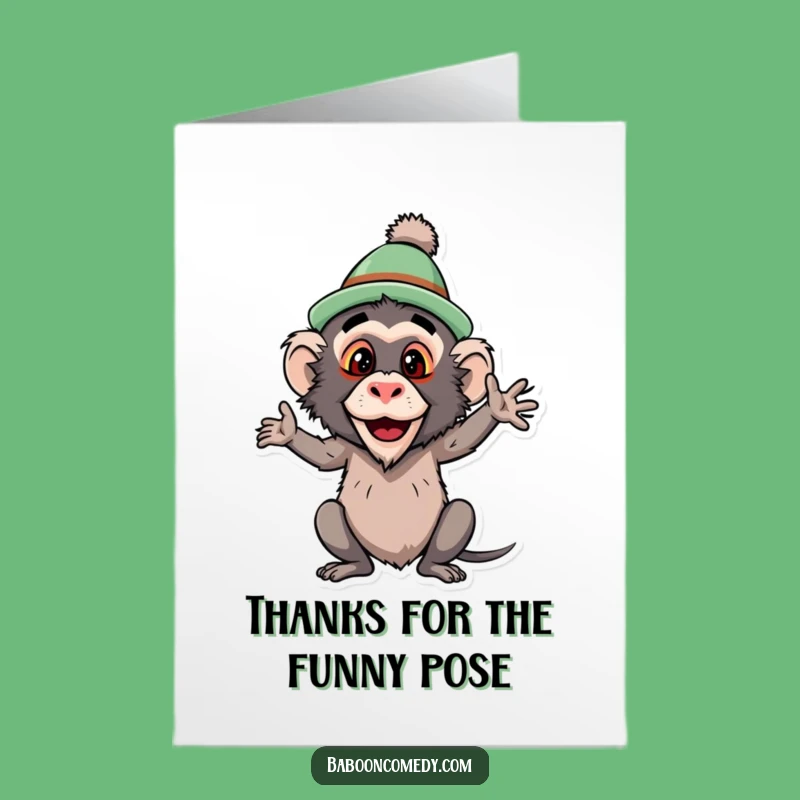 Free Printable Thank You Card: Silly Baboon Thanks! Amusing Downloadable Gift.