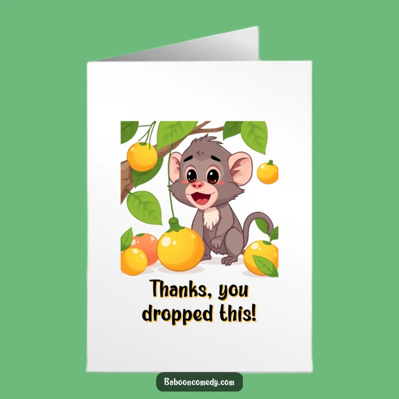Free Printable Baboon Thank You Card: Funny Surprise Fruit, Downloadable Gift
