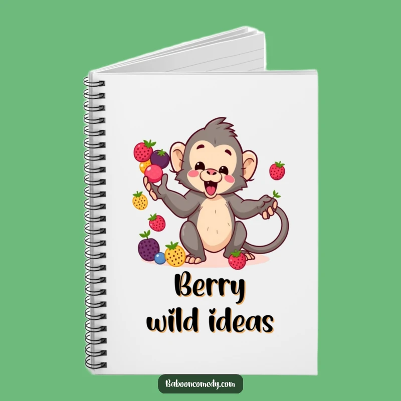 Funny Kawaii Baboon Berry Juggling Notebook - Creative Journal Gift