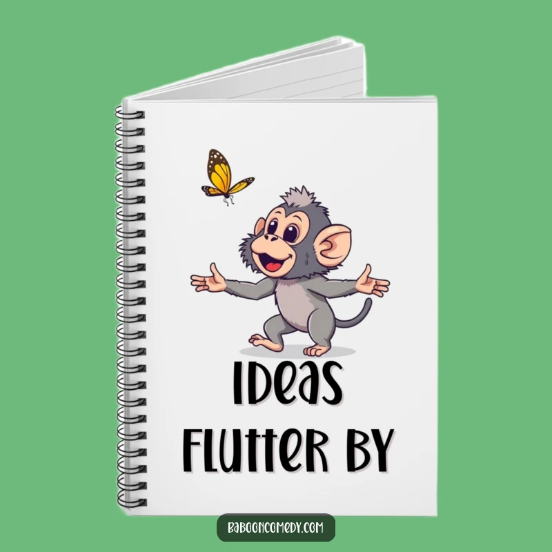 Funny Young Baboon Notebook: Playful Primate Butterfly Chase Journal