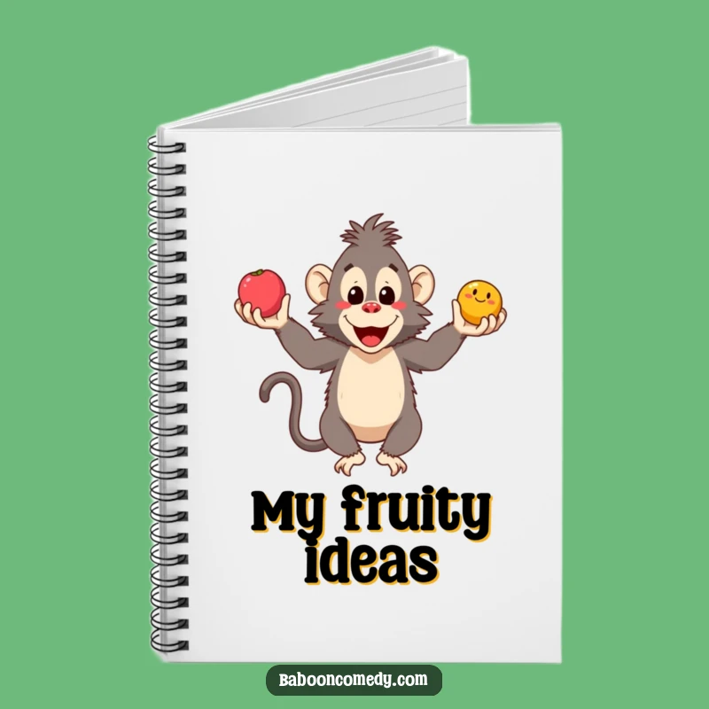 Funny Baboon Juggling Fruits Notebook - Creative Journal and Hilarious Gift