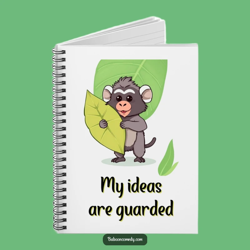 Funny Kawaii Baboon Leaf Shield Notebook - Cute Journal for Ideas, Perfect Gift