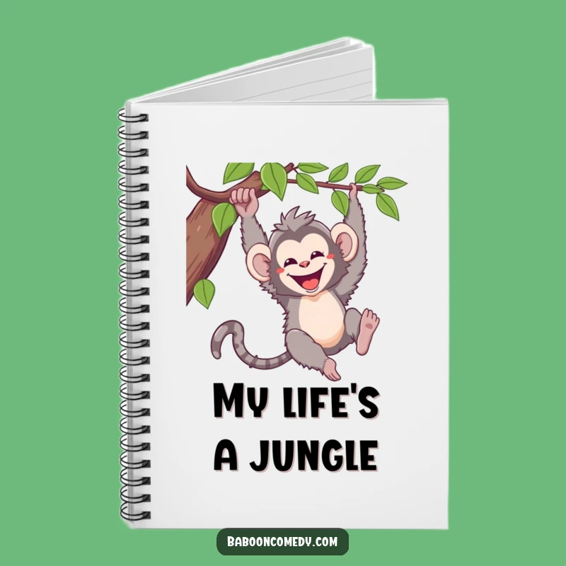 Funny Kawaii Baboon Notebook: Joyful Primate Vine Swinging Pages for Notes