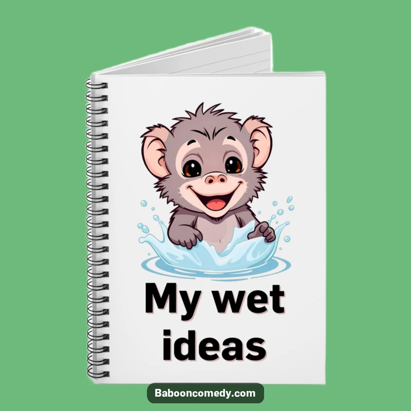 Funny Kawaii Baboon Splash Notebook - Primate Playful Journal