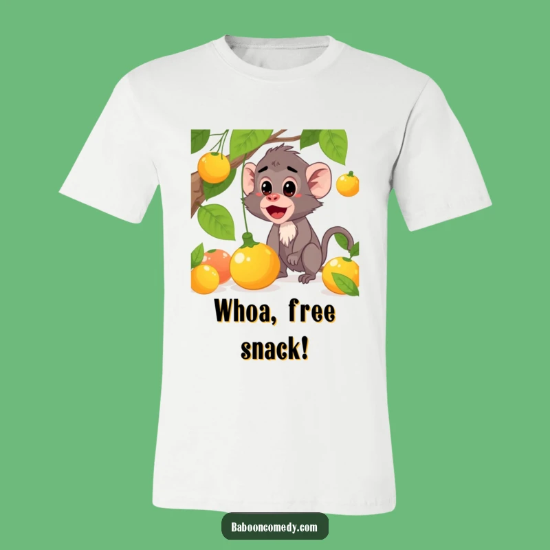 Funny Baboon Fruitfall T-Shirt: Comical Reaction, Hilarious Funny Gift!