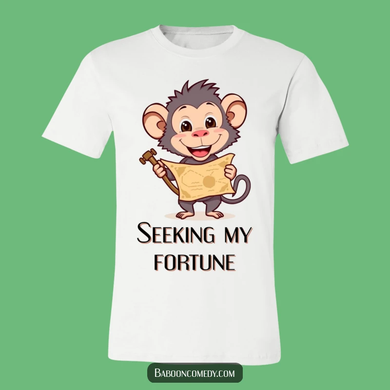 Funny Baboon Treasure Map T-Shirt: Explore in Style, Hilarious Funny Gift!