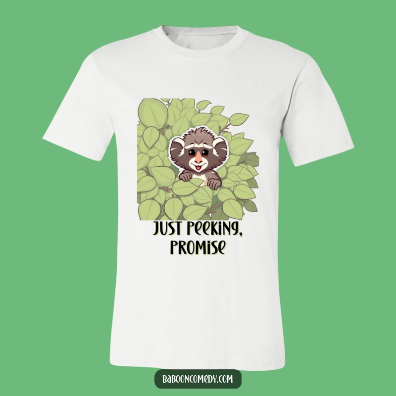 Funny Cheeky Baboon T-Shirt: Primate Hiding, Playful Design, Perfect Humorous Tee