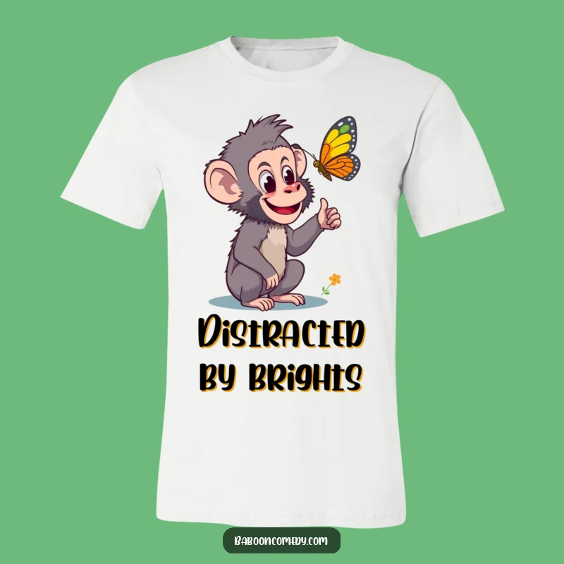 Funny Curious Baboon Butterfly Tee - Nature's Wonder Gift
