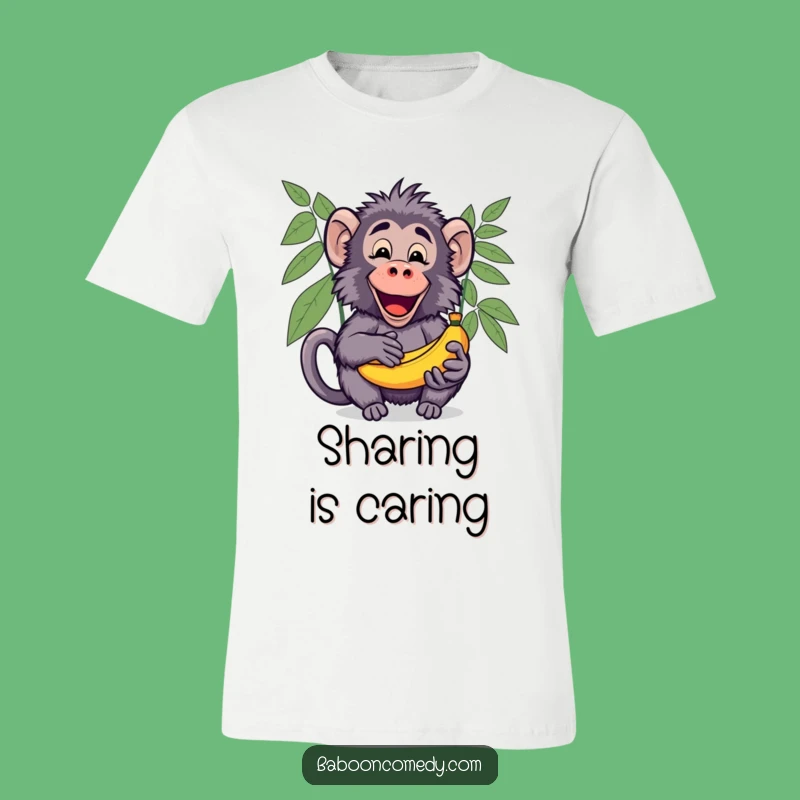 Funny Kawaii Baboon Banana Share T-Shirt - Generous Vibes!