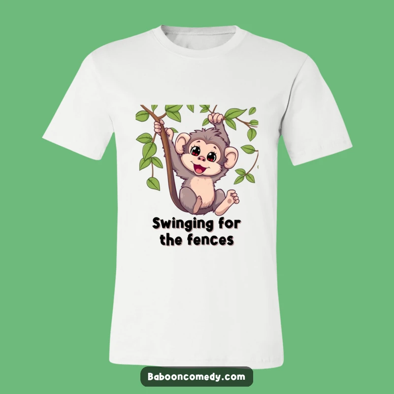 Funny Kawaii Baboon Swinging T-Shirt: Express Your Joyful Primate Spirit