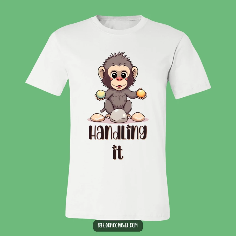 Funny Kawaii Baboon Juggle T-Shirt - Primate Skillful Tee