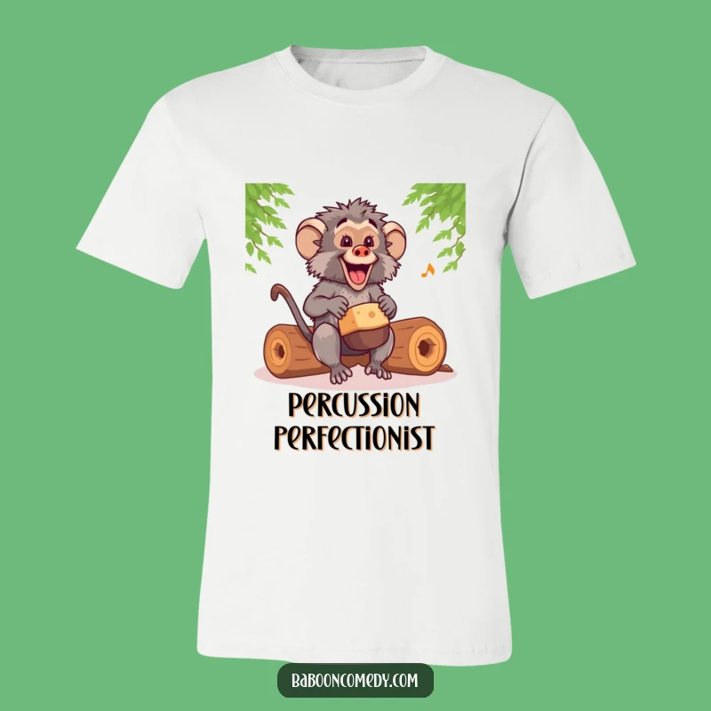 Funny Kawaii Baboon Drummer T-Shirt: Happy Tempo, Hilarious Baboon Tee