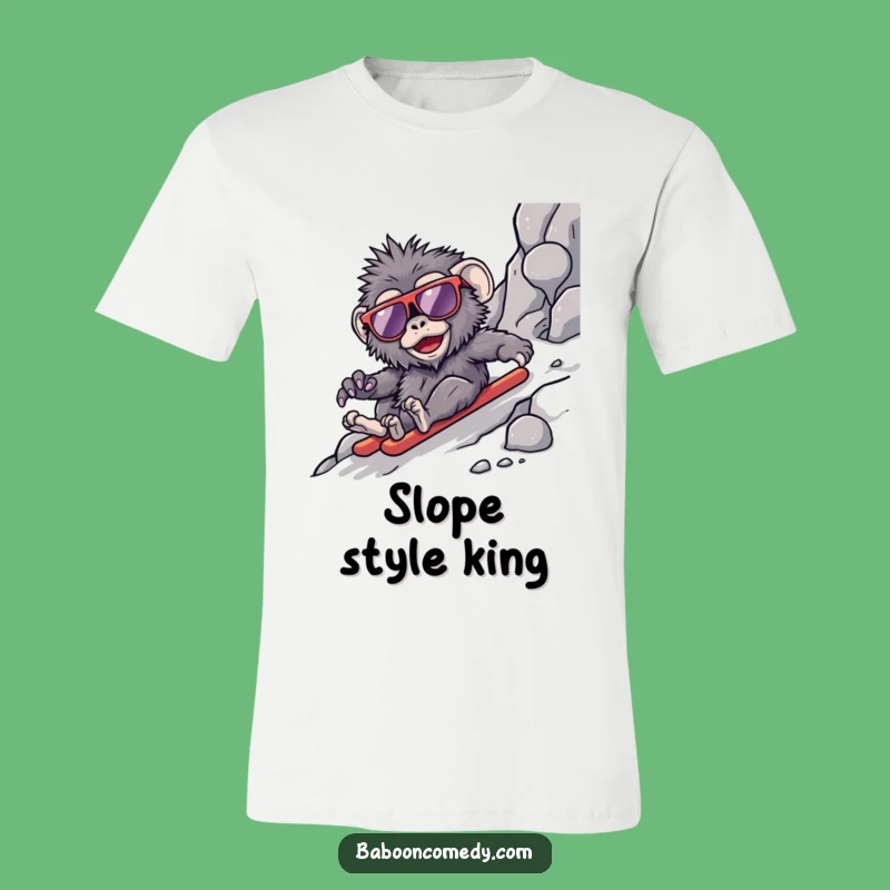 Funny Kawaii Baboon Cool Slides T-Shirt - Chill Primate Tee