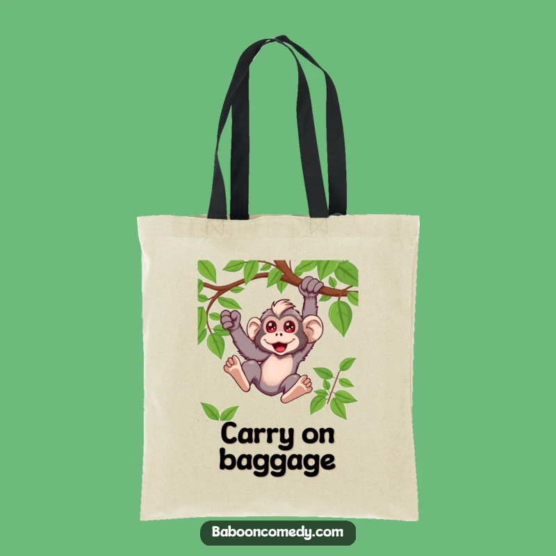 Funny Kawaii Baboon Vine Tote Bag - Adventurous Primate Shopping