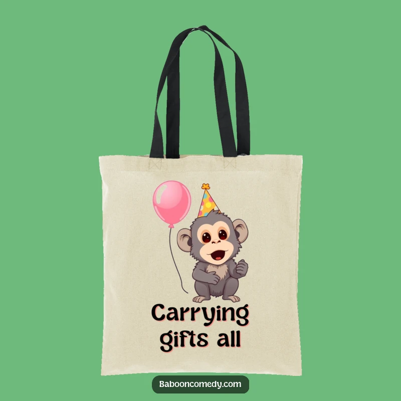 Funny Surprised Baboon Party Tote Bag - Festive Baboon Carry-all, Joyful Funny Gift
