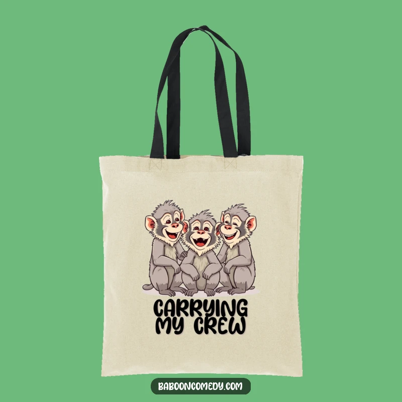 Funny Baboon Gathering Tote Bag - Group Chattering & Laughing - Hilarious Carry-All