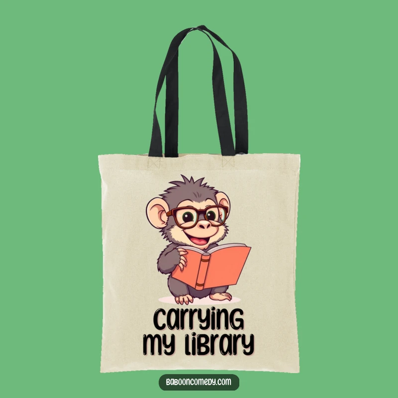 Funny Baboon Reading Glasses Tote Bag - Stylish Bookworm Primate Accessory