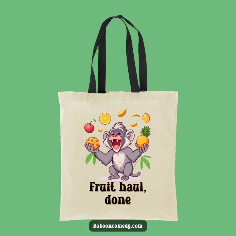 Funny Kawaii Baboon Fruit Tote Bag: Carry Tropical Fun Everywhere