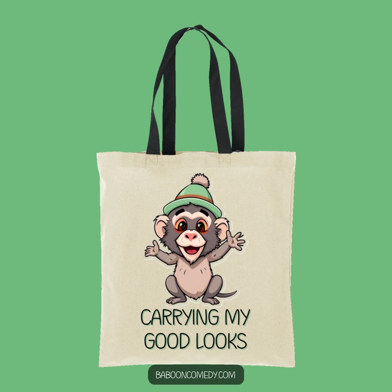 Funny Baboon Silly Hat Tote Bag: Hilarious Primate Pose Carry-All