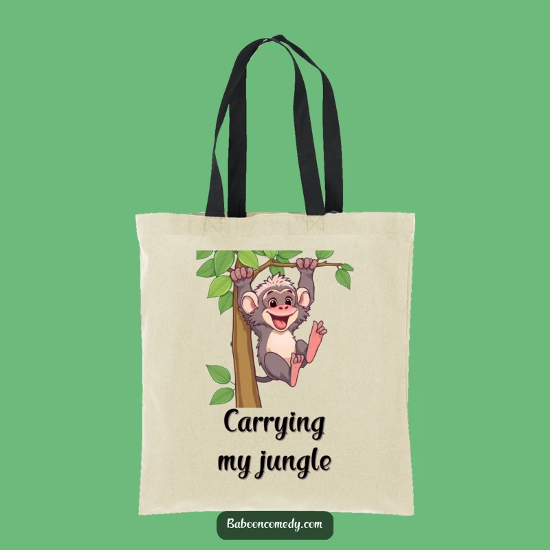 Funny Baboon Vine Swing Tote Bag: Eco-Friendly Primate Adventure Carry-All