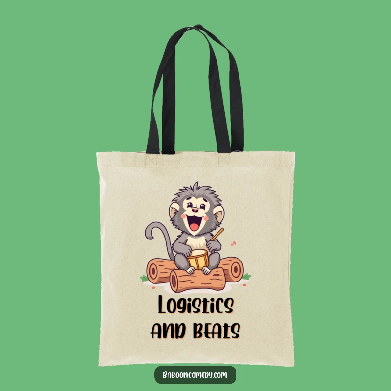 Funny Kawaii Baboon Drumming Tote Bag: Carry Your Rhythm in Style